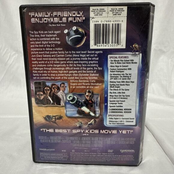 Spy Kids 3: Game Over (DVD, 2004, Includes both 2-D and 3-D Versions) - Picture 3 of 3